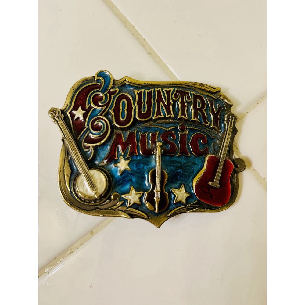Vintage Collectible Country Music Belt Buckle USA Made 1982 Western